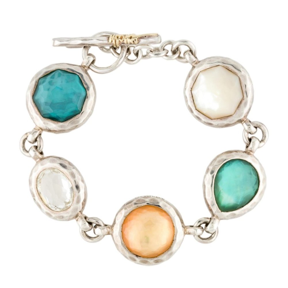 IPPOLITA STERLING SILVER 925 MOTHER OF PEARL & QUARTZ LINK BRACELET